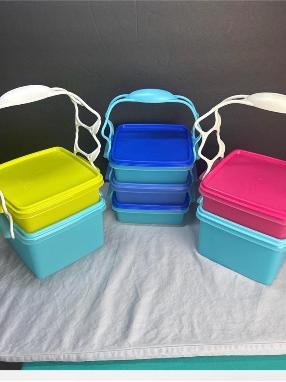 Tupperware Quartet Carry All Bundle 3 Sets Bright Colors